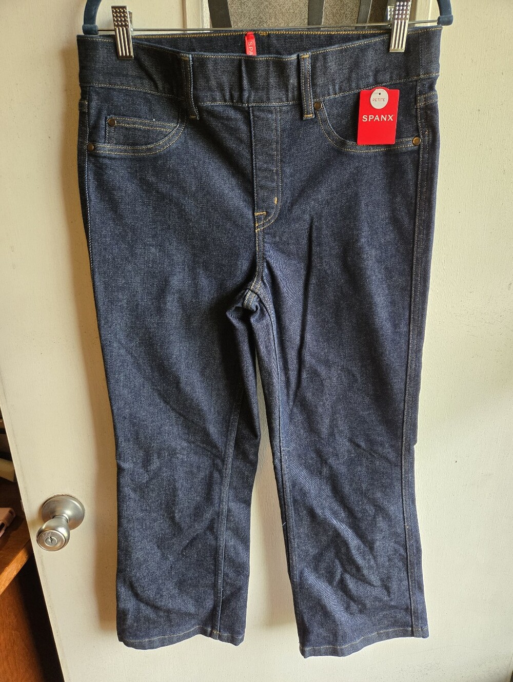 Spanx Dark Blue Stretch Pull On Denim Jeans NWT